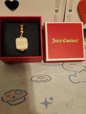 Juicy Couture White and Gold Enamel Jewelry Box Charm